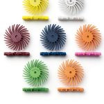 Dedeco Sunburst Radial Bristle Discs - 7/8”(22mm) Dia, Dual TC Bristle, 1/16”(1mm) Arbor, Precision Thermoplastic Rotary Polishing Tool, Aluminum Oxide-0