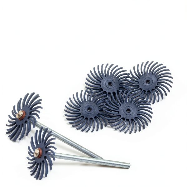 HARFINGTON 30pcs Radial Bristle Disc Set 1" 120 Grit Detail Abrasive Brush Kit Gap Polishing Wheel Assortment with 1/8" Mandrels Shank for Jewelry Wood Metal Polishing Cleaning, Blue-3