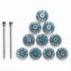 HARFINGTON 10pcs Radial Bristle Disc Set 1" 80 Grit Detail Abrasive Brush Kit Gap Polishing Wheel Assortment with 1/8" Mandrels Shank for Jewelry Wood Metal Polishing Cleaning, Green-0