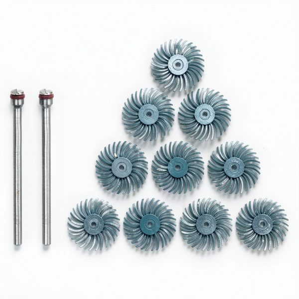 HARFINGTON 10pcs Radial Bristle Disc Set 1" 80 Grit Detail Abrasive Brush Kit Gap Polishing Wheel Assortment with 1/8" Mandrels Shank for Jewelry Wood Metal Polishing Cleaning, Green-0