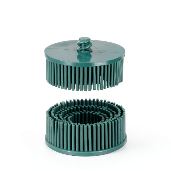 HARFINGTON 5pcs Bristle Disc 2" 50 Grit Abrasive Brush Deburring Electric Disc Brush with Quick Change Roll Lock Abrasive Coating Removal Disc for Metal, Green-1