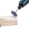 HARFINGTON 30pcs Radial Bristle Disc Set 1" 120 Grit Detail Abrasive Brush Kit Gap Polishing Wheel Assortment with 1/8" Mandrels Shank for Jewelry Wood Metal Polishing Cleaning, Blue-6