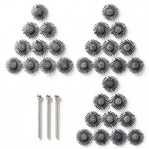 HARFINGTON 30pcs Radial Bristle Disc Set 1" 120 Grit Detail Abrasive Brush Kit Gap Polishing Wheel Assortment with 1/8" Mandrels Shank for Jewelry Wood Metal Polishing Cleaning, Blue-0