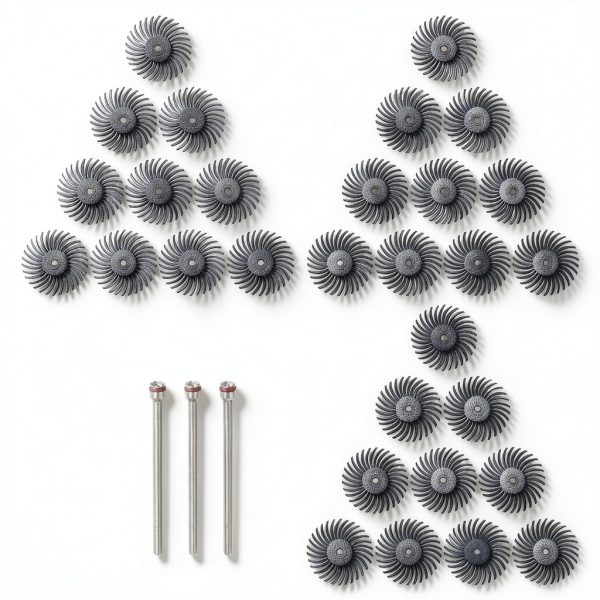HARFINGTON 30pcs Radial Bristle Disc Set 1" 120 Grit Detail Abrasive Brush Kit Gap Polishing Wheel Assortment with 1/8" Mandrels Shank for Jewelry Wood Metal Polishing Cleaning, Blue-0