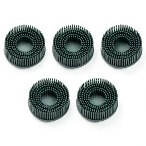 HARFINGTON 5pcs Bristle Disc 2" 50 Grit Abrasive Brush Deburring Electric Disc Brush with Quick Change Roll Lock Abrasive Coating Removal Disc for Metal, Green-0