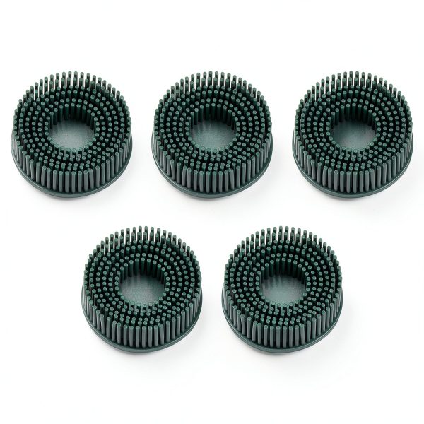 HARFINGTON 5pcs Bristle Disc 2" 50 Grit Abrasive Brush Deburring Electric Disc Brush with Quick Change Roll Lock Abrasive Coating Removal Disc for Metal, Green-0