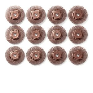 Dedeco Sunburst Radial Bristle Discs 4" Curved 3/8" Arbor Red 220 Grit-0