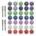 Radial Bristle Disc Kit 1 Inch 7 Grit 35Pcs with 3mm Shank for Rotary Tools 80-2500 for Jewelry Wood Metal Polishing Cleaning Finishing Deburring-0
