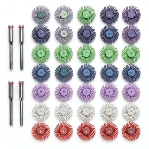 Radial Bristle Disc Kit 1 Inch 7 Grit 35Pcs with 3mm Shank for Rotary Tools 80-2500 for Jewelry Wood Metal Polishing Cleaning Finishing Deburring-0