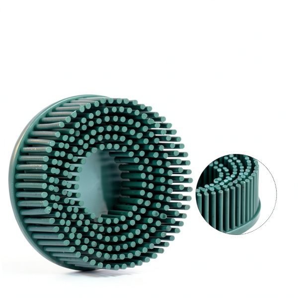 HARFINGTON 5pcs Bristle Disc 2" 50 Grit Abrasive Brush Deburring Electric Disc Brush with Quick Change Roll Lock Abrasive Coating Removal Disc for Metal, Green-4