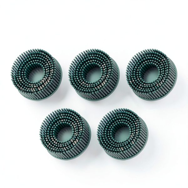 HARFINGTON 5pcs Bristle Disc 2" 50 Grit Abrasive Brush Deburring Electric Disc Brush with Quick Change Roll Lock Abrasive Coating Removal Disc for Metal, Green-2