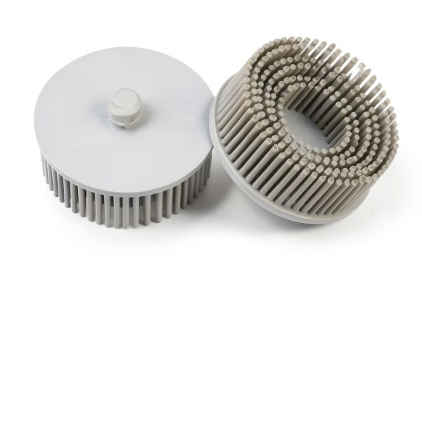 HARFINGTON 2pcs Bristle Disc 2" 120 Grit Abrasive Brush Deburring Electric Disc Brush with Quick Change Roll Lock Abrasive Coating Removal Disc for Metal, White-3