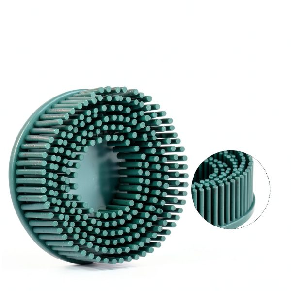 HARFINGTON 4pcs Bristle Disc 2" 50 Grit Abrasive Brush Deburring Electric Disc Brush with Quick Change Roll Lock Abrasive Coating Removal Disc for Metal, Green-4