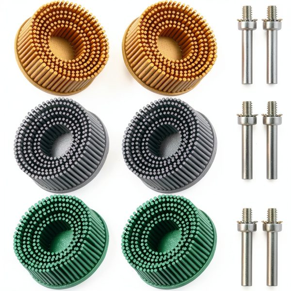 Honoson 6 Pieces 2 Inch Bristle Disc Grit Abrasive Bristle Disc 50# 80# 120# with 1/4 Inch Shank Attachment Abrasive Coating Removal for Metal-0