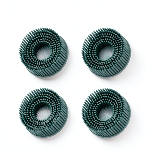 HARFINGTON 4pcs Bristle Disc 2" 50 Grit Abrasive Brush Deburring Electric Disc Brush with Quick Change Roll Lock Abrasive Coating Removal Disc for Metal, Green-2