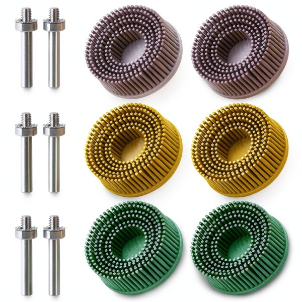 6 Pack 2 Inch Bristle Disc Grit 50# 80# 120# with 1/4" Shank Attachment Abrasive Coating Removal Disc for Metal (6, 2 inch)-0