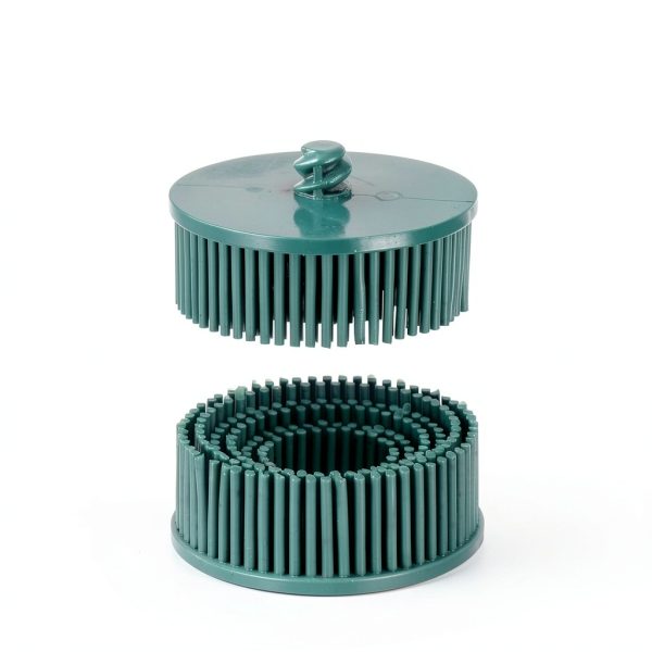 HARFINGTON 4pcs Bristle Disc 2" 50 Grit Abrasive Brush Deburring Electric Disc Brush with Quick Change Roll Lock Abrasive Coating Removal Disc for Metal, Green-1