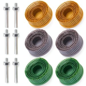 2 Inch Bristle Disc,6 Pieces Bristle Disc Grade - 120# 80# 50# Grit Abrasive Coating Removal Disc for Metal with 1/4 Inch Shank Attachment-0