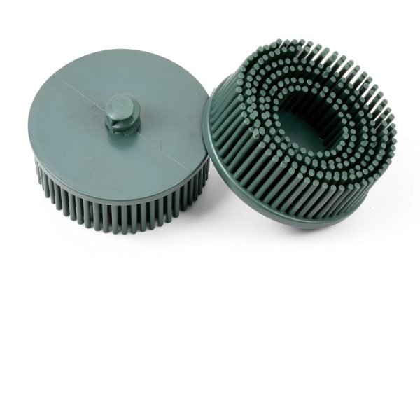 HARFINGTON 4pcs Bristle Disc 2" 50 Grit Abrasive Brush Deburring Electric Disc Brush with Quick Change Roll Lock Abrasive Coating Removal Disc for Metal, Green-3