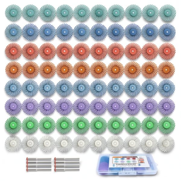 Hiqalty 1" Radial Bristle Disc Kit 88pcs 3mm Shank Mixed Grit-0