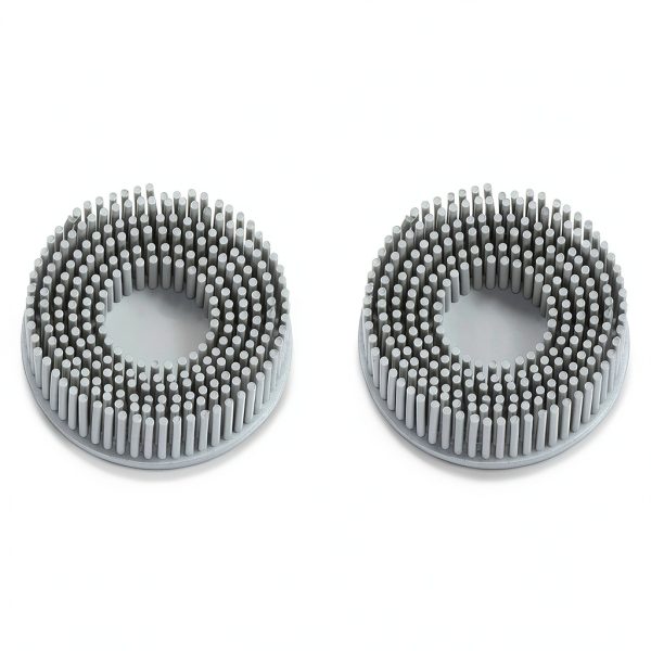 HARFINGTON 2pcs Bristle Disc 2" 120 Grit Abrasive Brush Deburring Electric Disc Brush with Quick Change Roll Lock Abrasive Coating Removal Disc for Metal, White-0