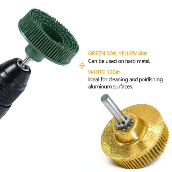 6 Pack 2 Inch Bristle Disc Grit 50# 80# 120# with 1/4" Shank Attachment Abrasive Coating Removal Disc for Metal (6, 2 inch)-2