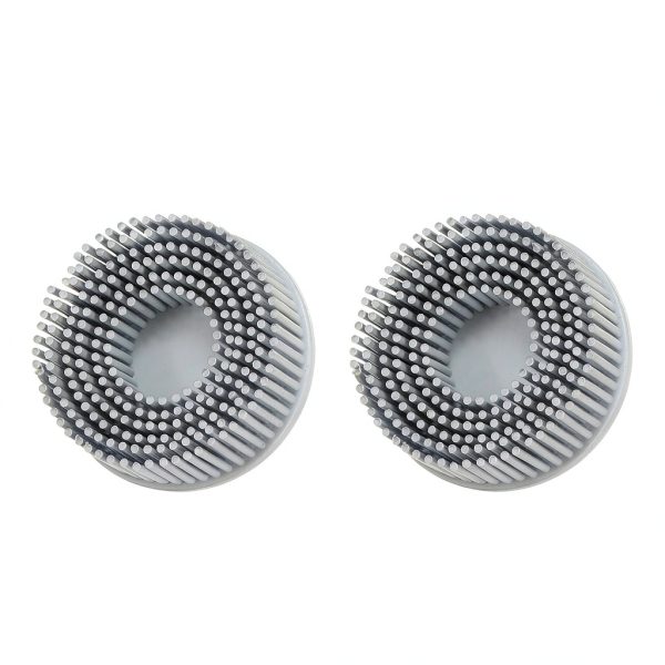 HARFINGTON 2pcs Bristle Disc 2" 120 Grit Abrasive Brush Deburring Electric Disc Brush with Quick Change Roll Lock Abrasive Coating Removal Disc for Metal, White-2
