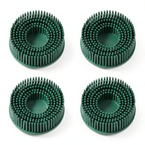HARFINGTON 4pcs Bristle Disc 2" 50 Grit Abrasive Brush Deburring Electric Disc Brush with Quick Change Roll Lock Abrasive Coating Removal Disc for Metal, Green-0