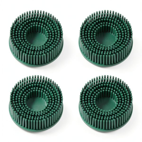 HARFINGTON 4pcs Bristle Disc 2" 50 Grit Abrasive Brush Deburring Electric Disc Brush with Quick Change Roll Lock Abrasive Coating Removal Disc for Metal, Green-0